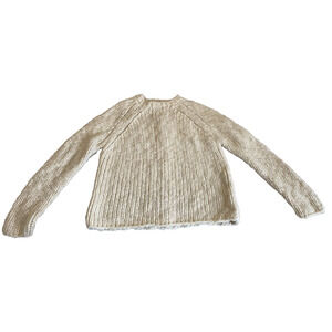 Q &A Sweater Womens Size Large Wool Blend Beige Chunky Knit Cottage Core Sweater